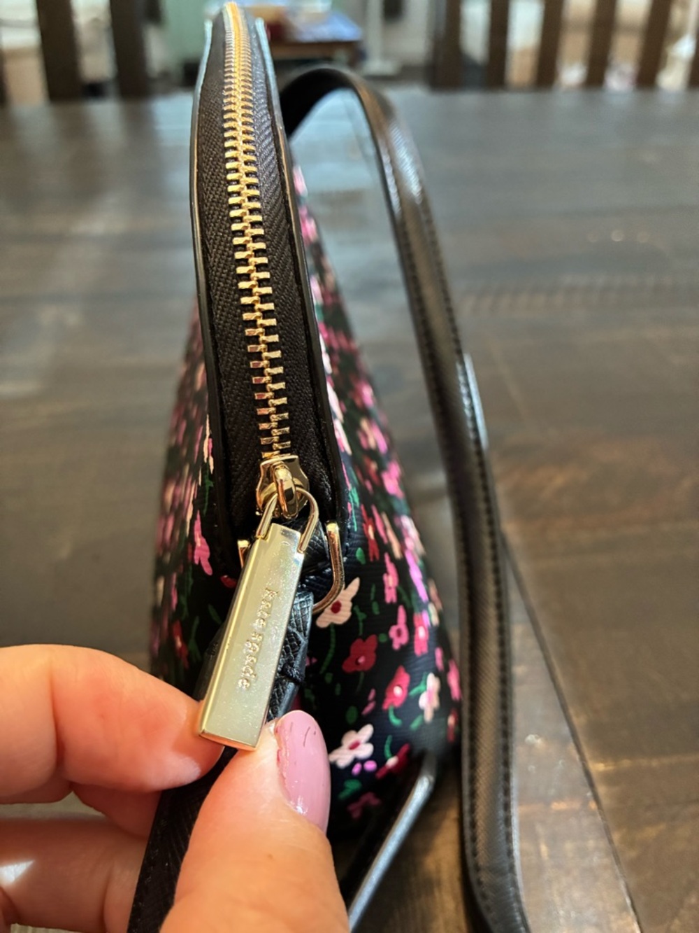 kate spade Black Crossbody with Pink Floral Print - Picture 5 of 7